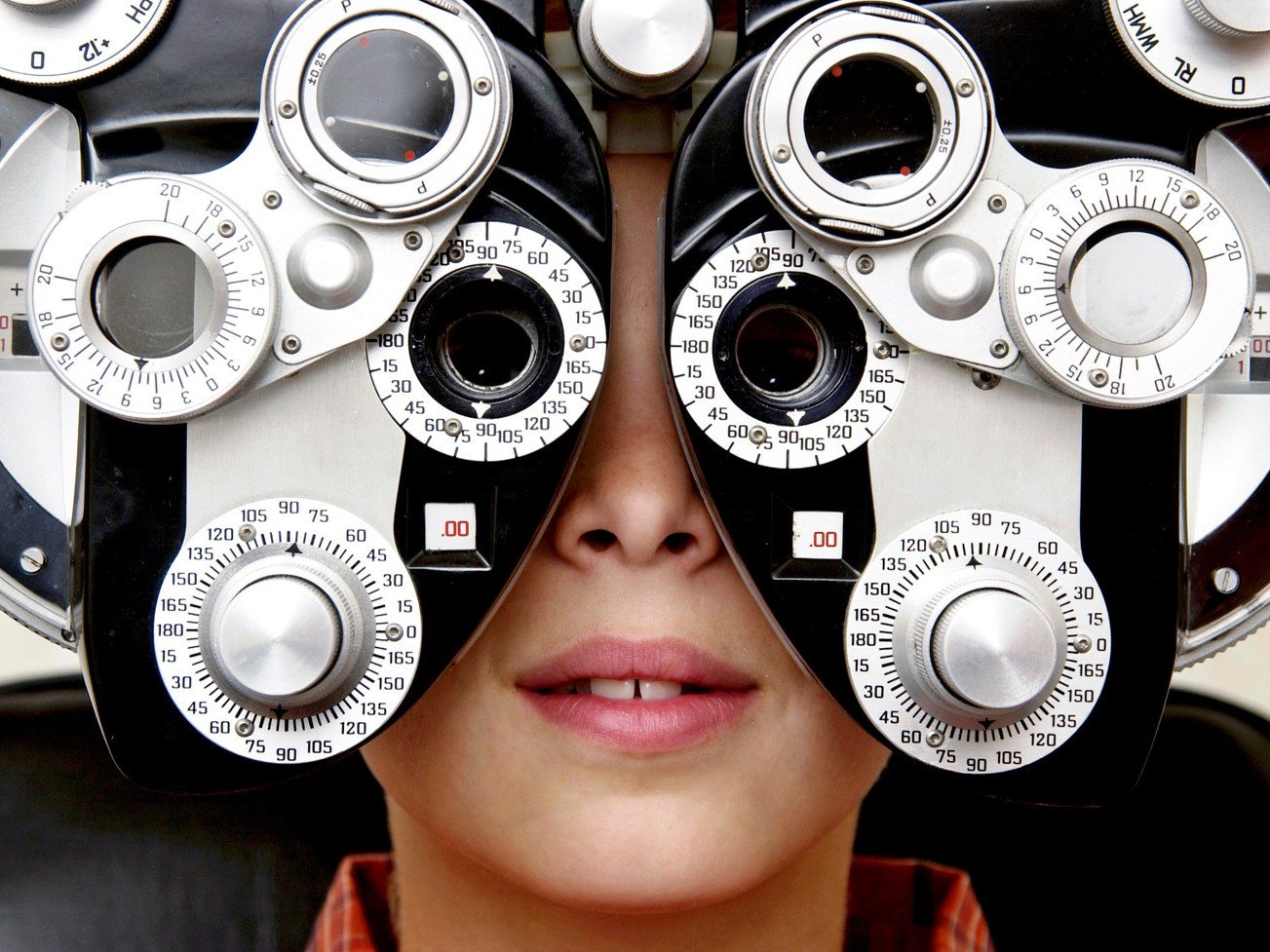 Boy at his diagnostic eye appointment in Decatur and Hartselle AL